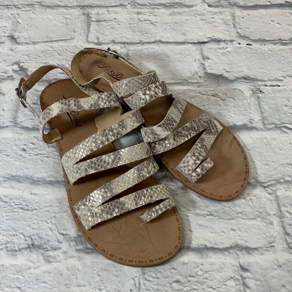 Lucky Brand LEATHER Strappy Snakeprint sandals 7.5 Open toe New